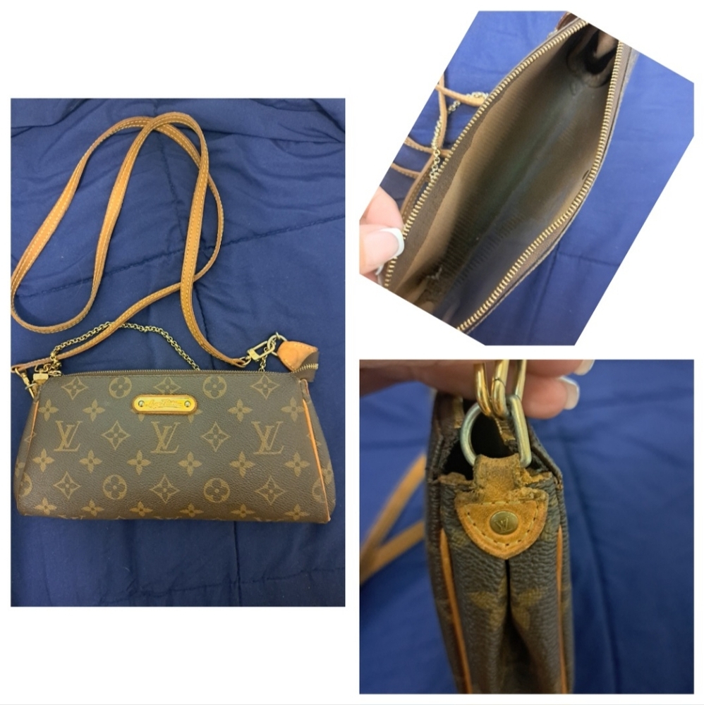 Authentic Louis Vuitton Eva Monogram crossbody clutch bag